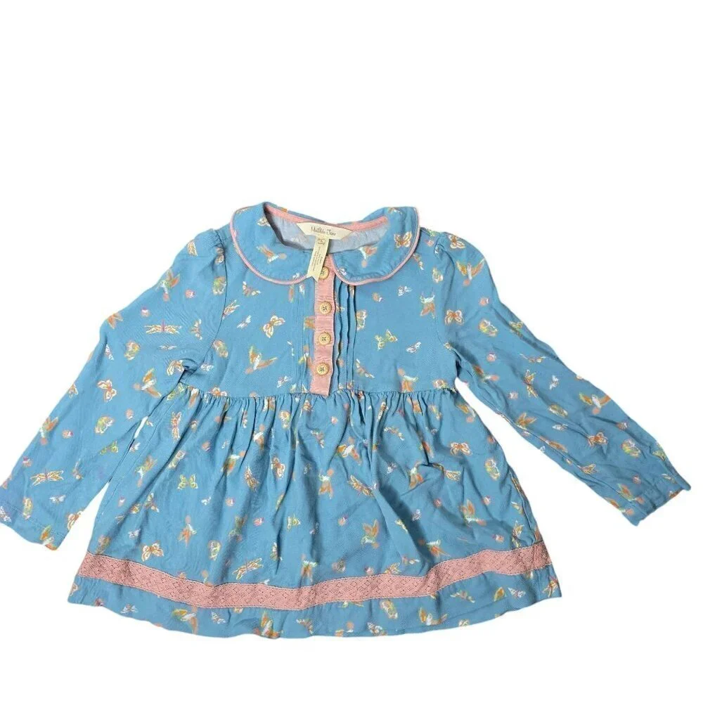 Matilda Jane Entomology Top Girls Choose Your Own Path Butterflies Birds Tunic D